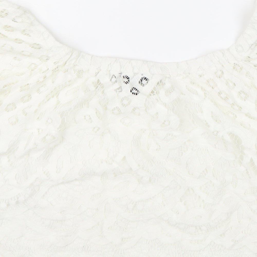Womens UK Size 10 New Look White Basic Blouse