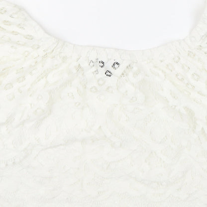 Womens UK Size 10 New Look White Basic Blouse