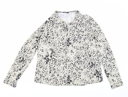 Boohoo Womens Beige Geometric Polyester Basic Blouse Size 8 Collared