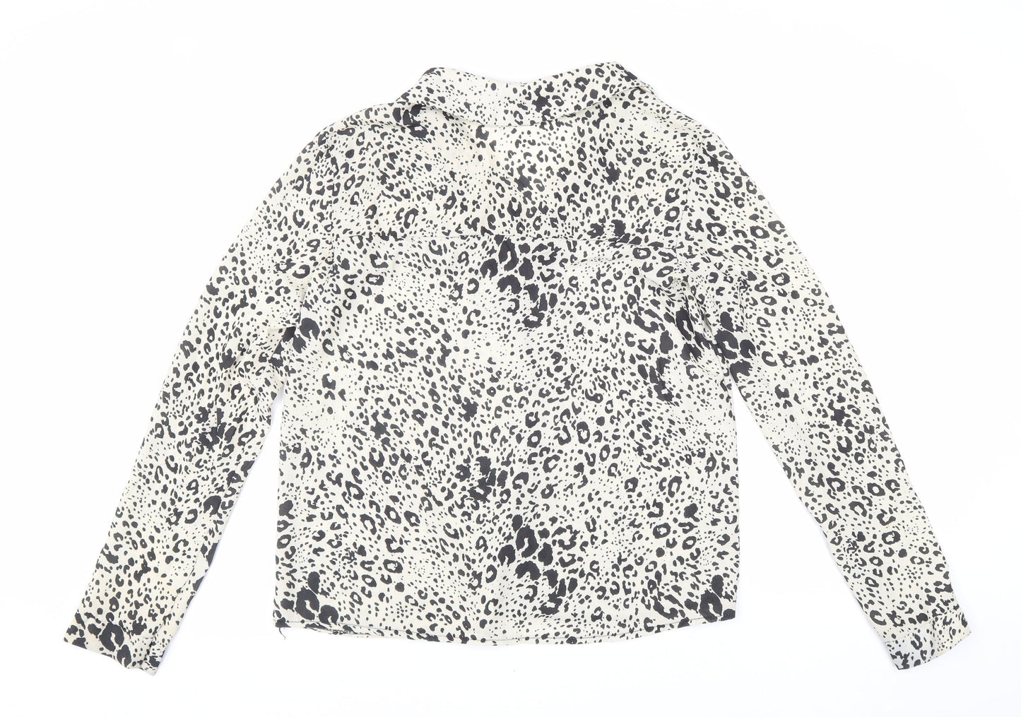 Boohoo Womens Beige Geometric Polyester Basic Blouse Size 8 Collared