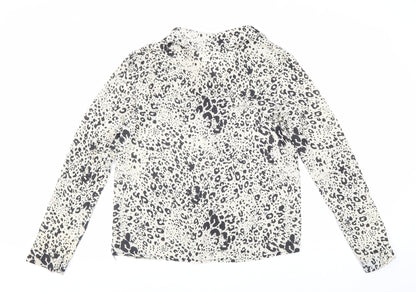 Boohoo Womens Beige Geometric Polyester Basic Blouse Size 8 Collared