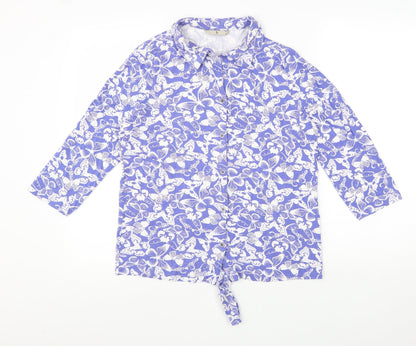 TU Womens Blue Geometric Viscose Basic Blouse Size 12 Collared - Butterfly Print