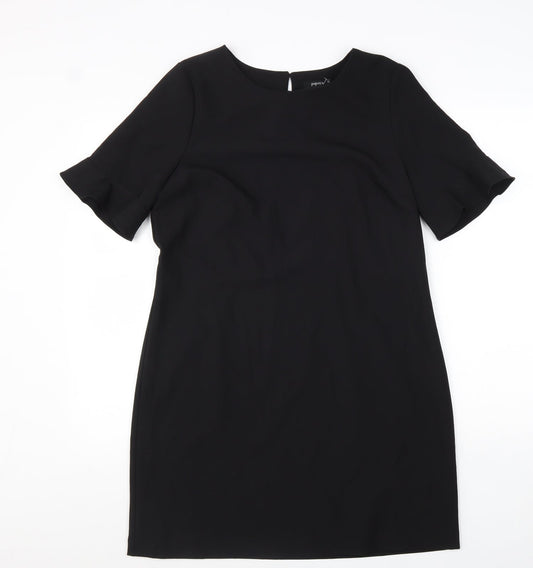 Papaya Womens Black Polyester A-Line Size 12 Round Neck Button