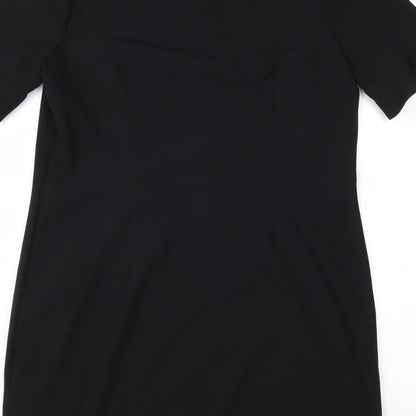 Papaya Womens Black Polyester A-Line Size 12 Round Neck Button