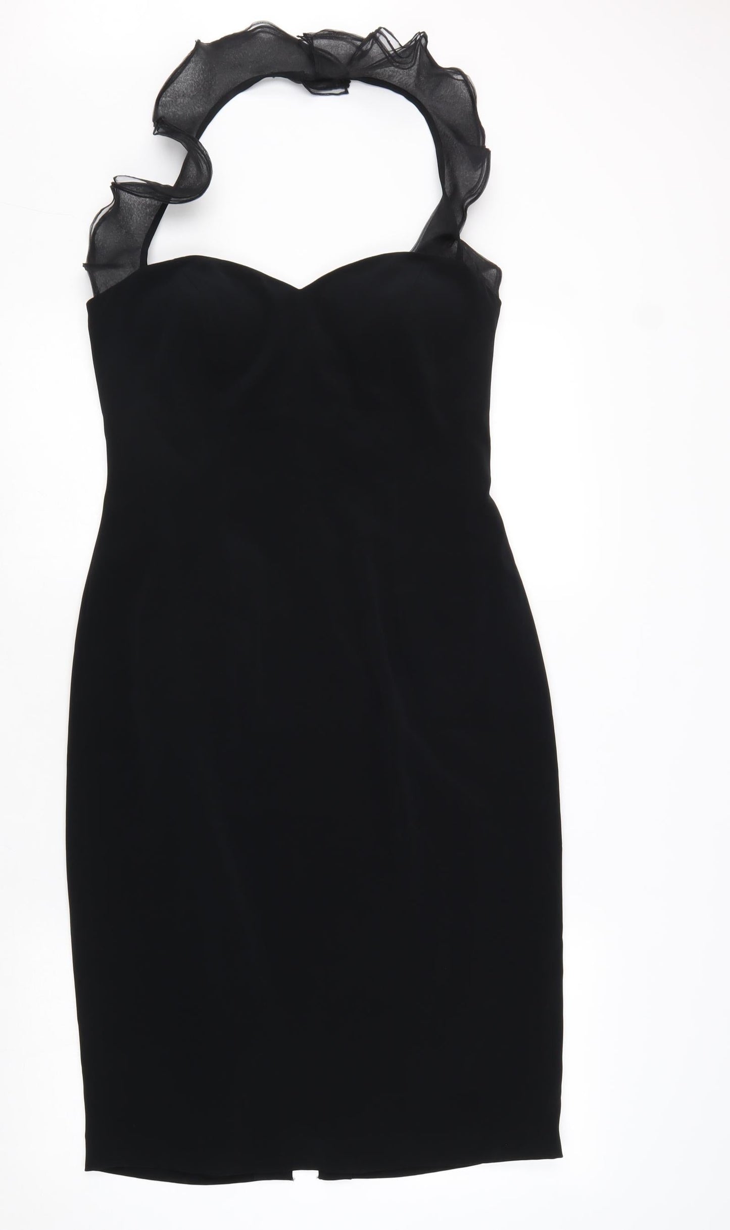 Simon Ellis Womens Black Polyester Bodycon Size 12 Halter Zip