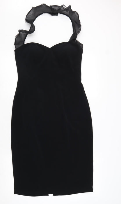 Simon Ellis Womens Black Polyester Bodycon Size 12 Halter Zip