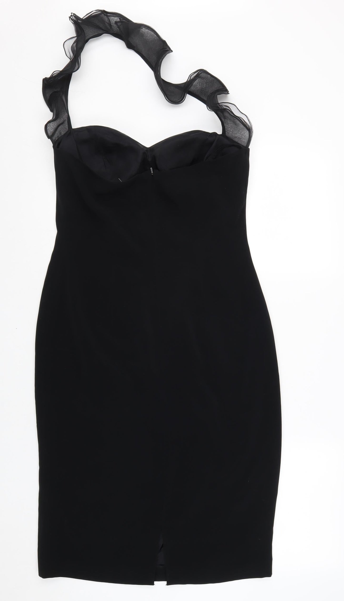 Simon Ellis Womens Black Polyester Bodycon Size 12 Halter Zip