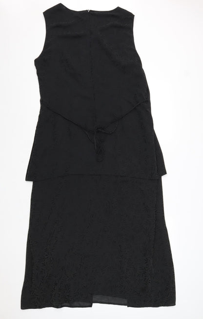 Gerry Weber Womens Black Polyester A-Line Size 14 V-Neck Zip