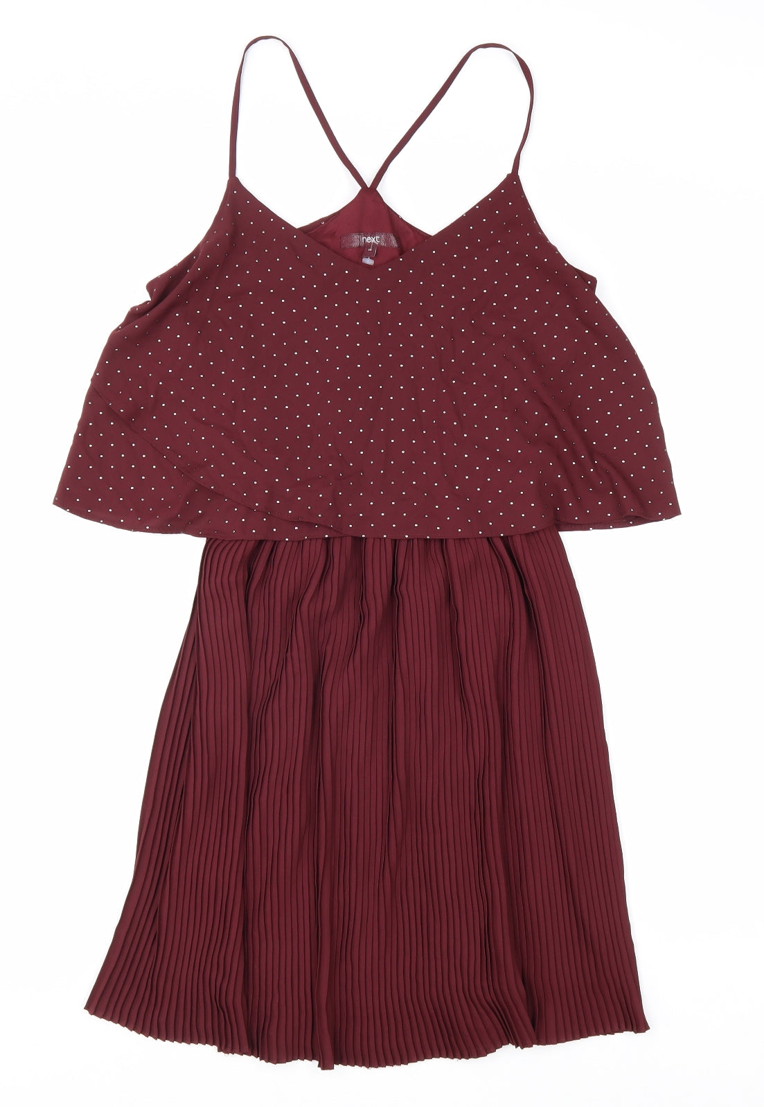 NEXT Womens Red Polka Dot Polyester Tank Dress Size 10 V-Neck Pullover