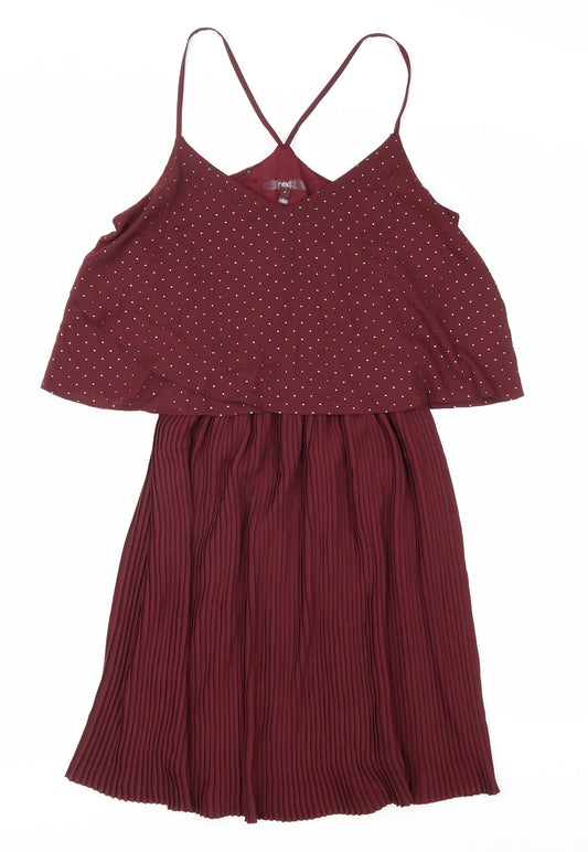 NEXT Womens Red Polka Dot Polyester Tank Dress Size 10 V-Neck Pullover
