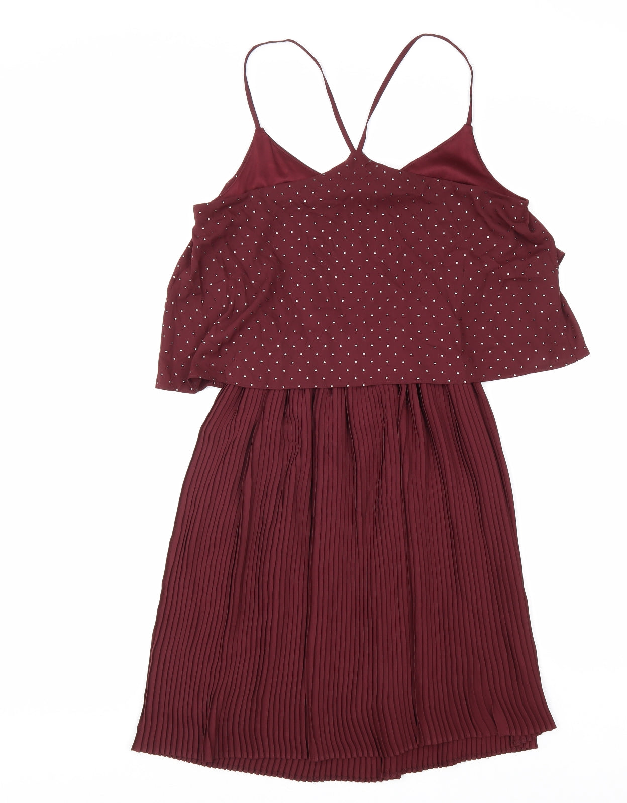 NEXT Womens Red Polka Dot Polyester Tank Dress Size 10 V-Neck Pullover