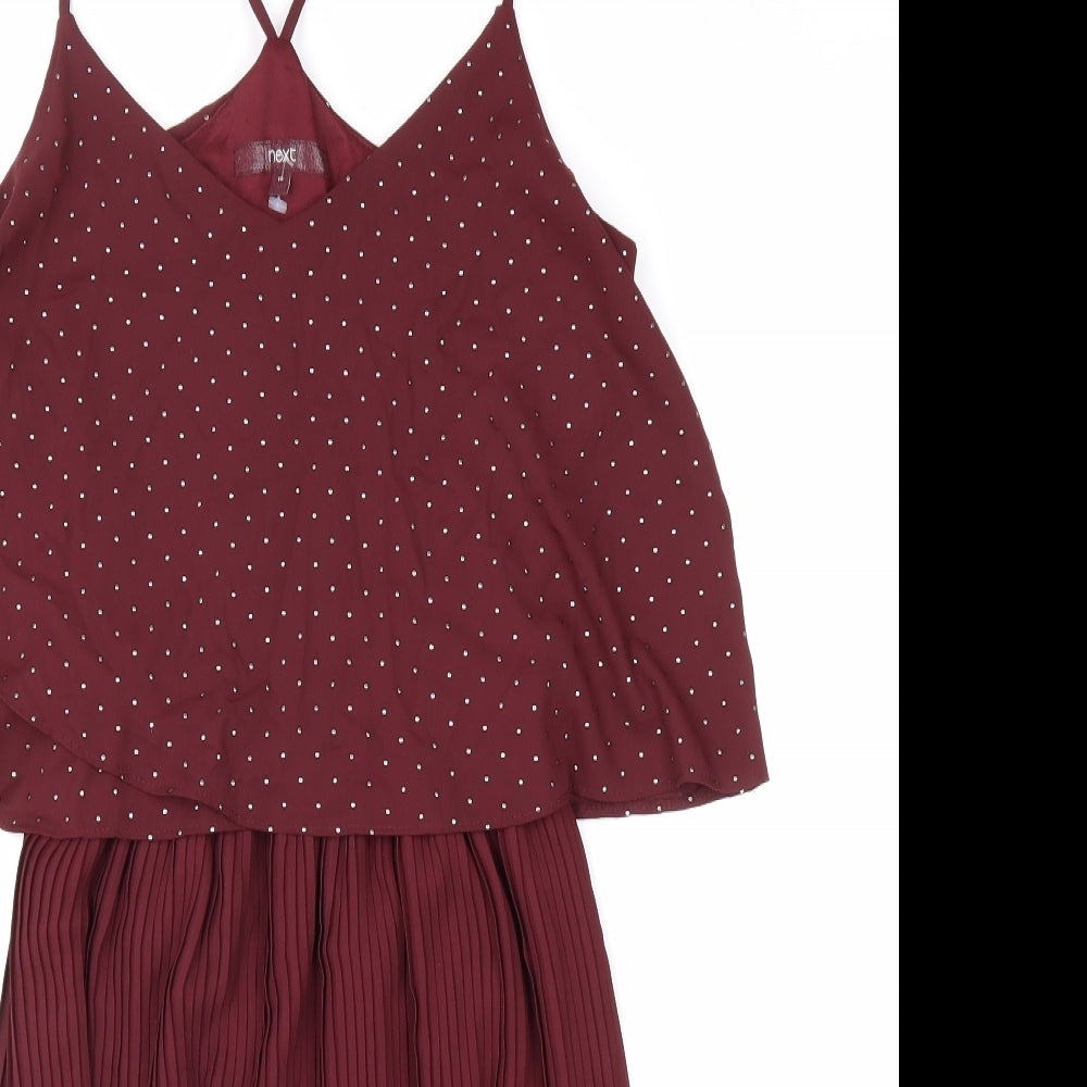 NEXT Womens Red Polka Dot Polyester Tank Dress Size 10 V-Neck Pullover