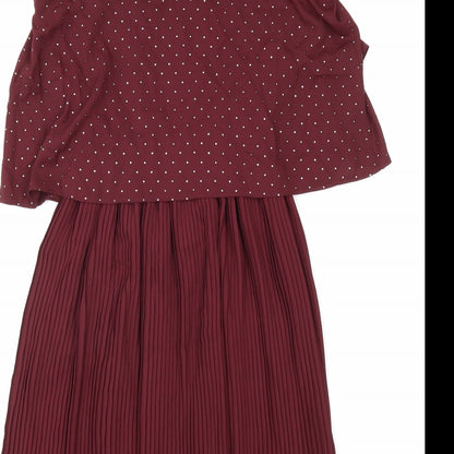 NEXT Womens Red Polka Dot Polyester Tank Dress Size 10 V-Neck Pullover