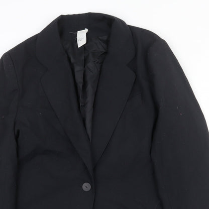 Directions Womens Black Polyester Jacket Blazer Size 14 Button
