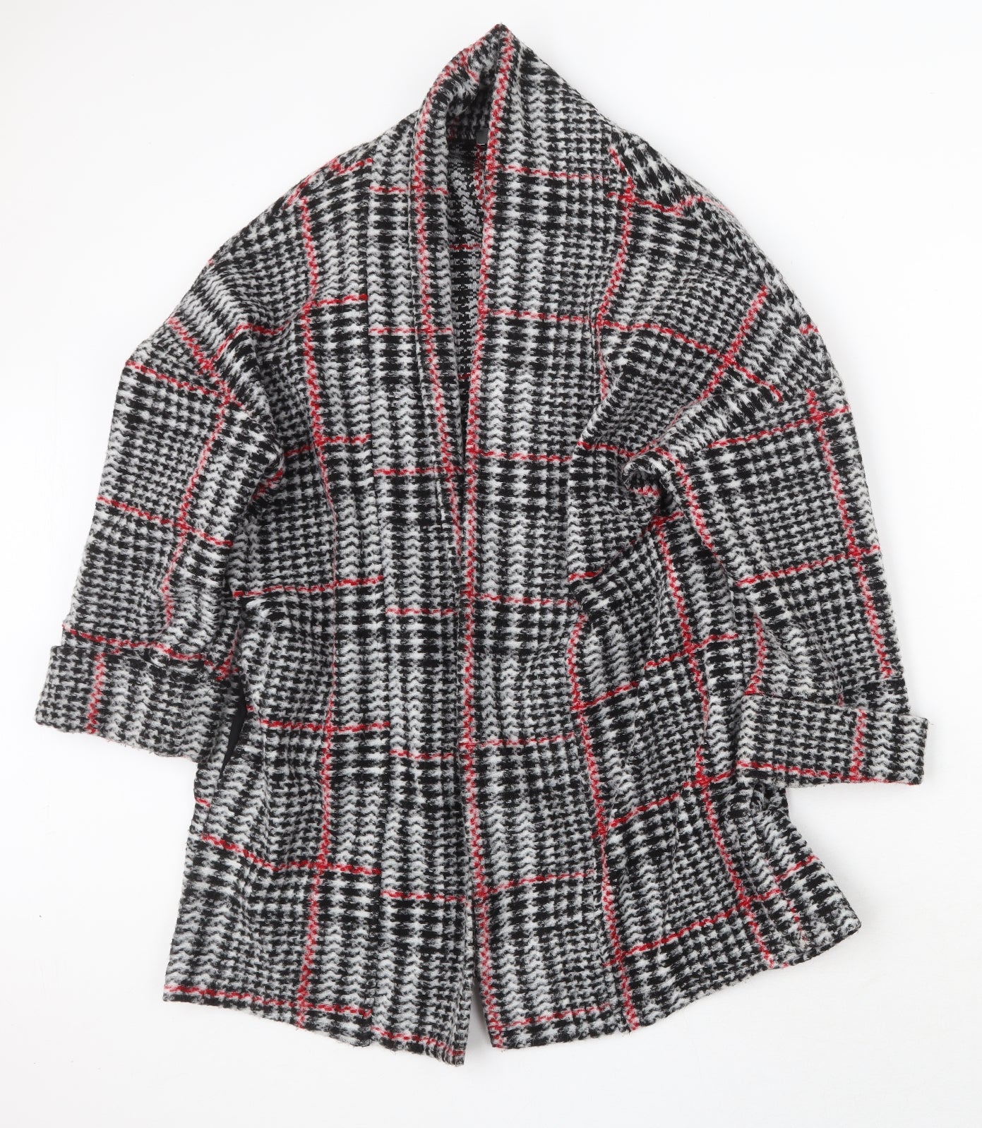 Primark Womens Grey Geometric Overcoat Coat Size S