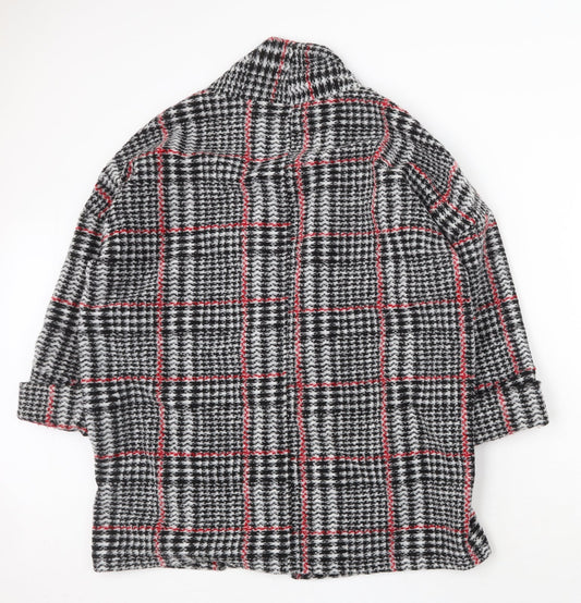 Primark Womens Grey Geometric Overcoat Coat Size S