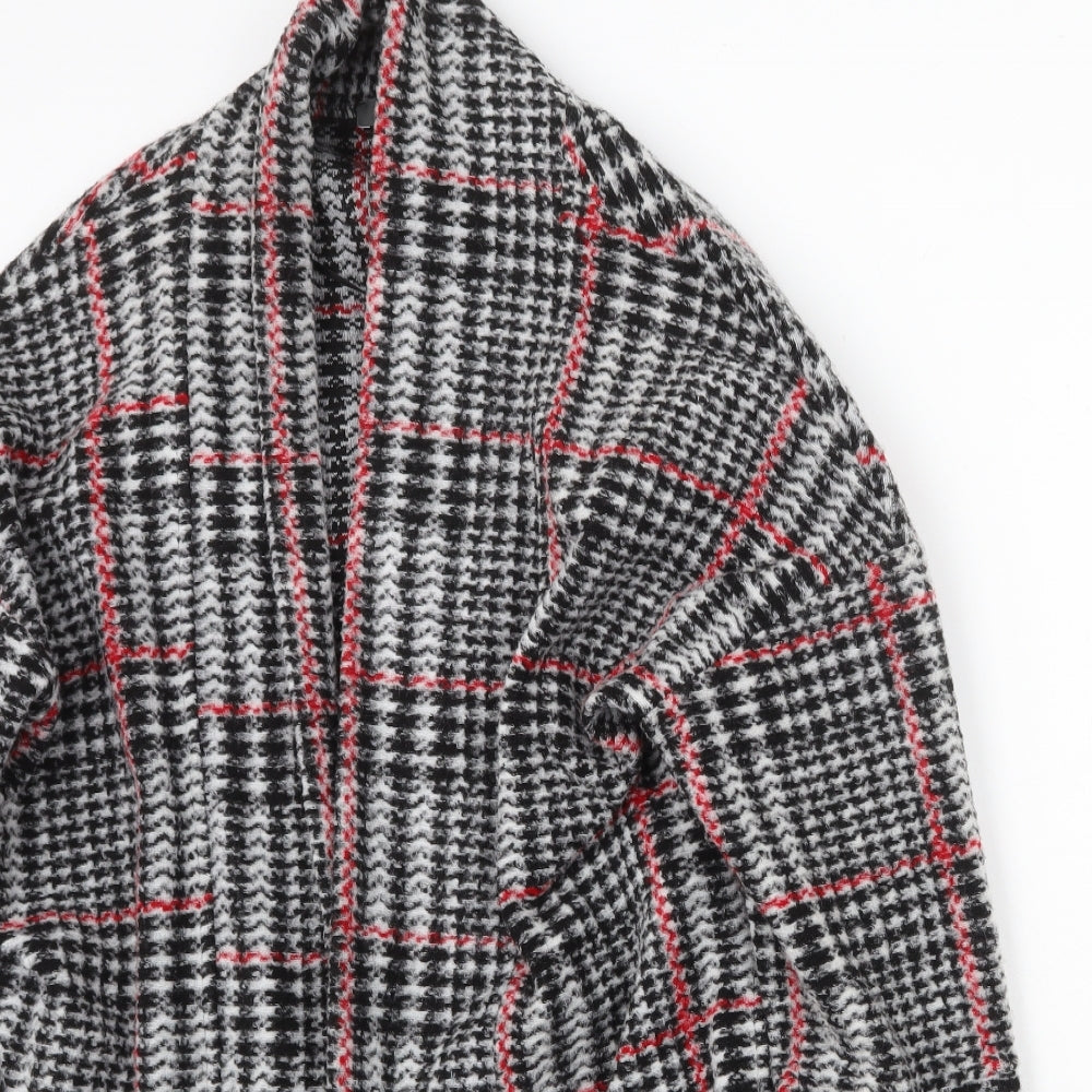 Primark Womens Grey Geometric Overcoat Coat Size S