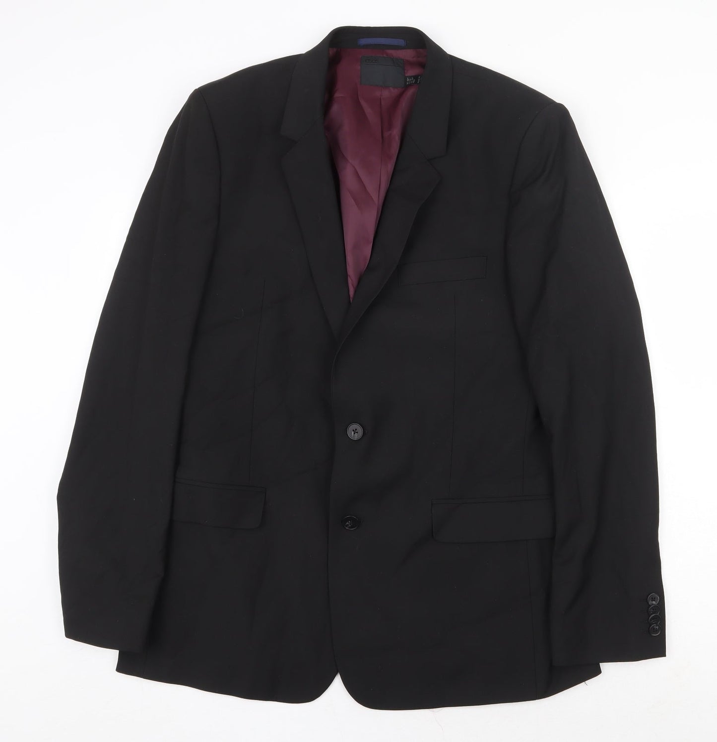 ASOS Mens Black Polyester Jacket Suit Jacket Size 42 Regular