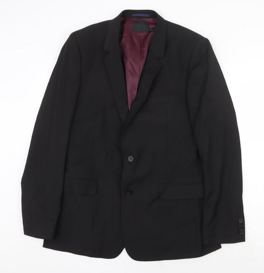 ASOS Mens Black Polyester Jacket Suit Jacket Size 42 Regular