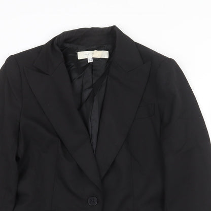 Zara Womens Black Polyester Jacket Suit Jacket Size 12 Button