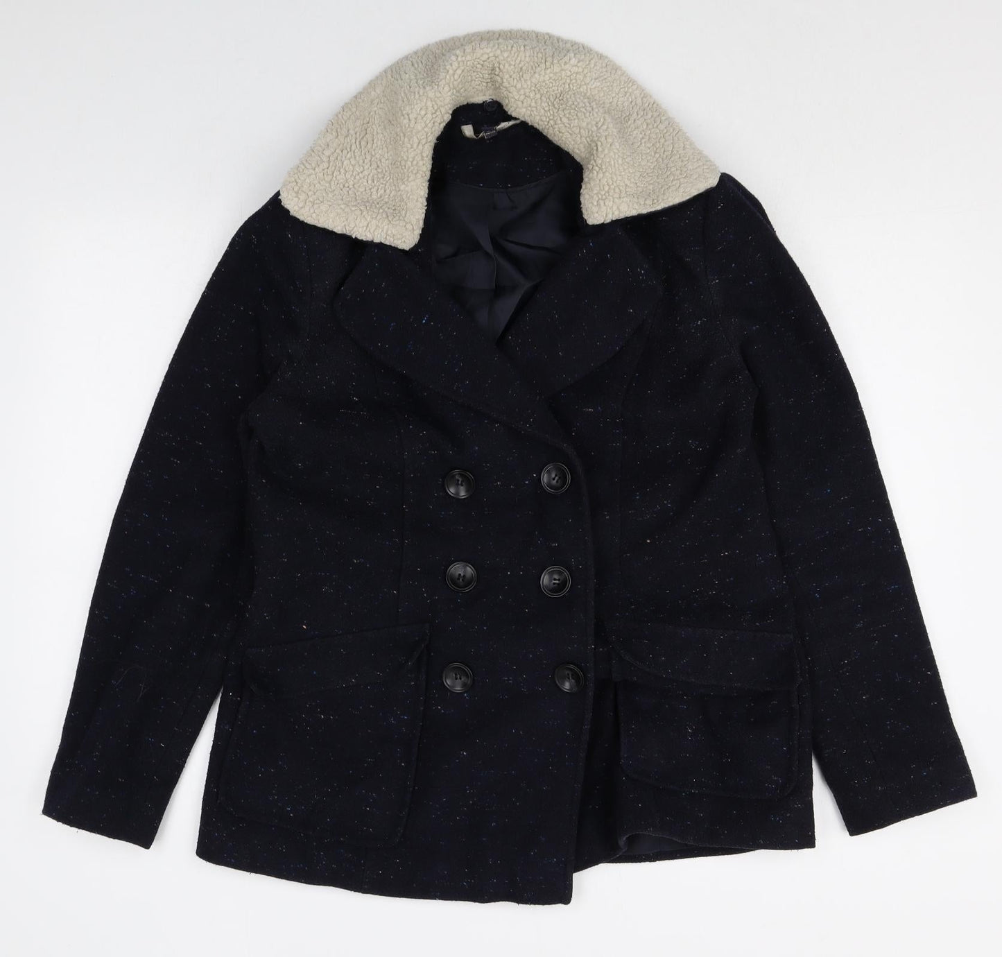Womens UK Size 10 Marks and Spencer Blue Pea Coat