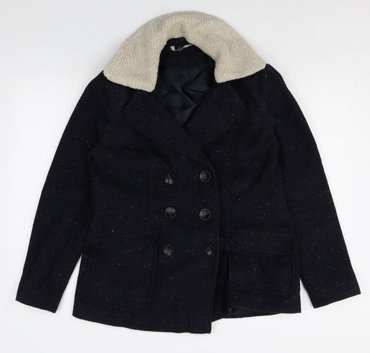 Womens UK Size 10 Marks and Spencer Blue Pea Coat