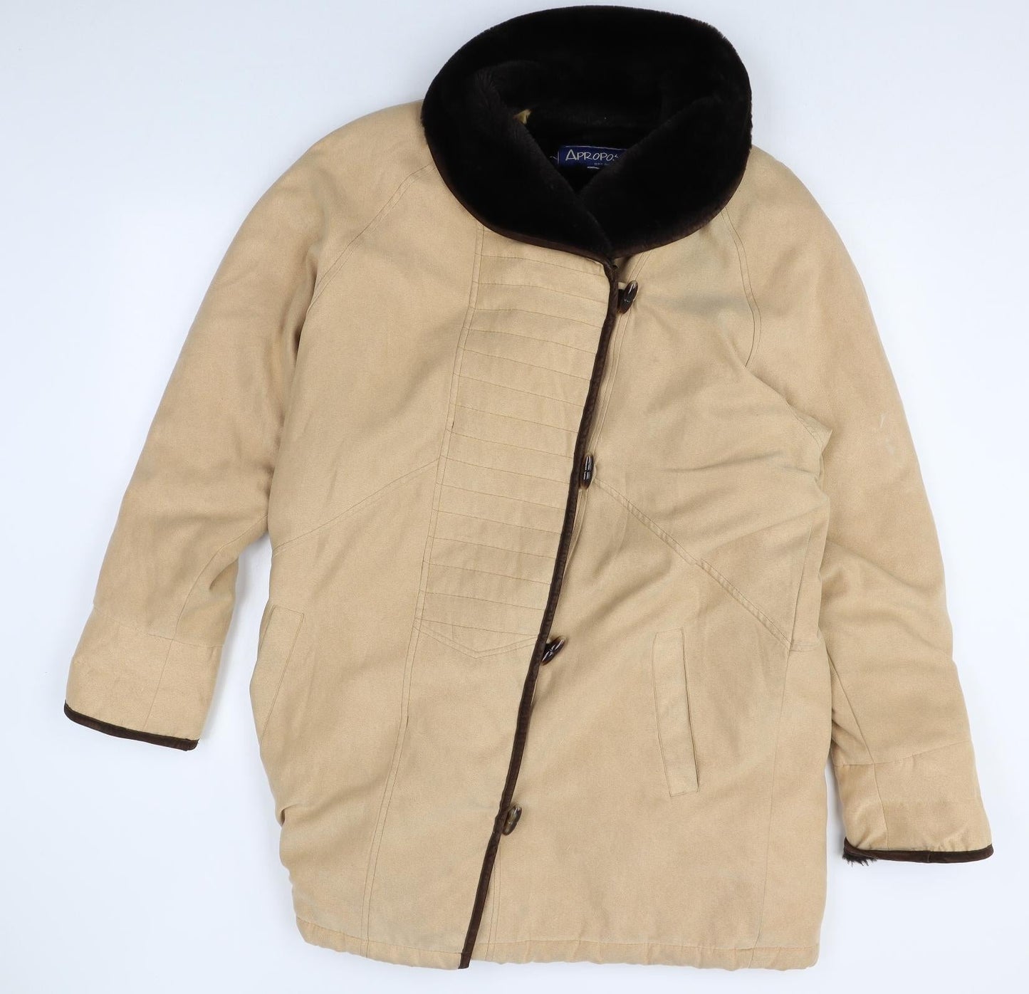 Apropos Womens Beige Overcoat Coat Size S Button