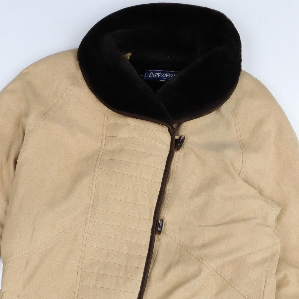 Apropos Womens Beige Overcoat Coat Size S Button