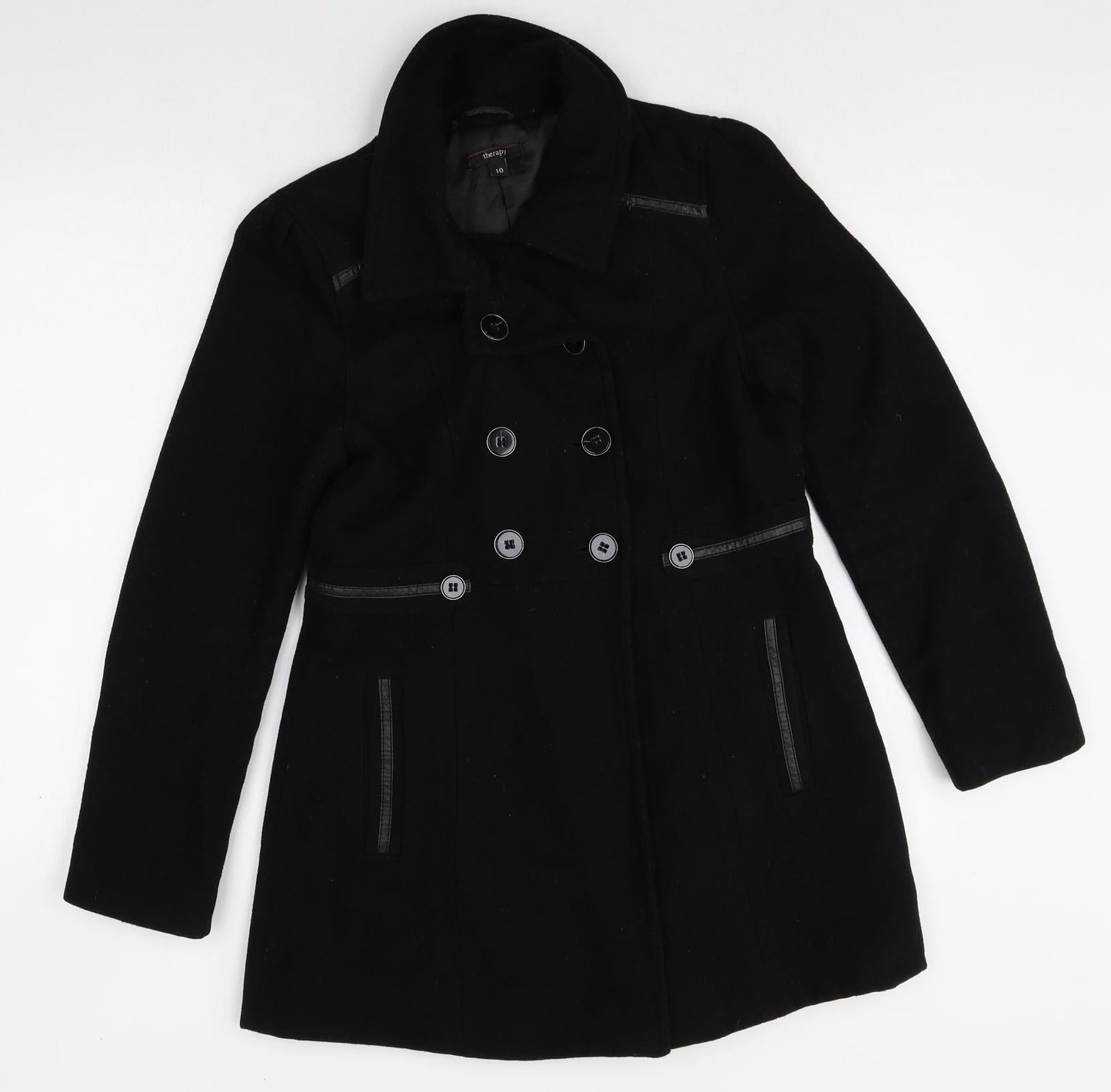Womens UK Size 10 Therapy Black Pea Coat
