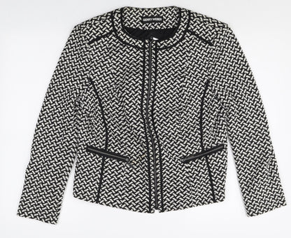 Gerry Weber Womens Black Geometric Jacket Size M Zip