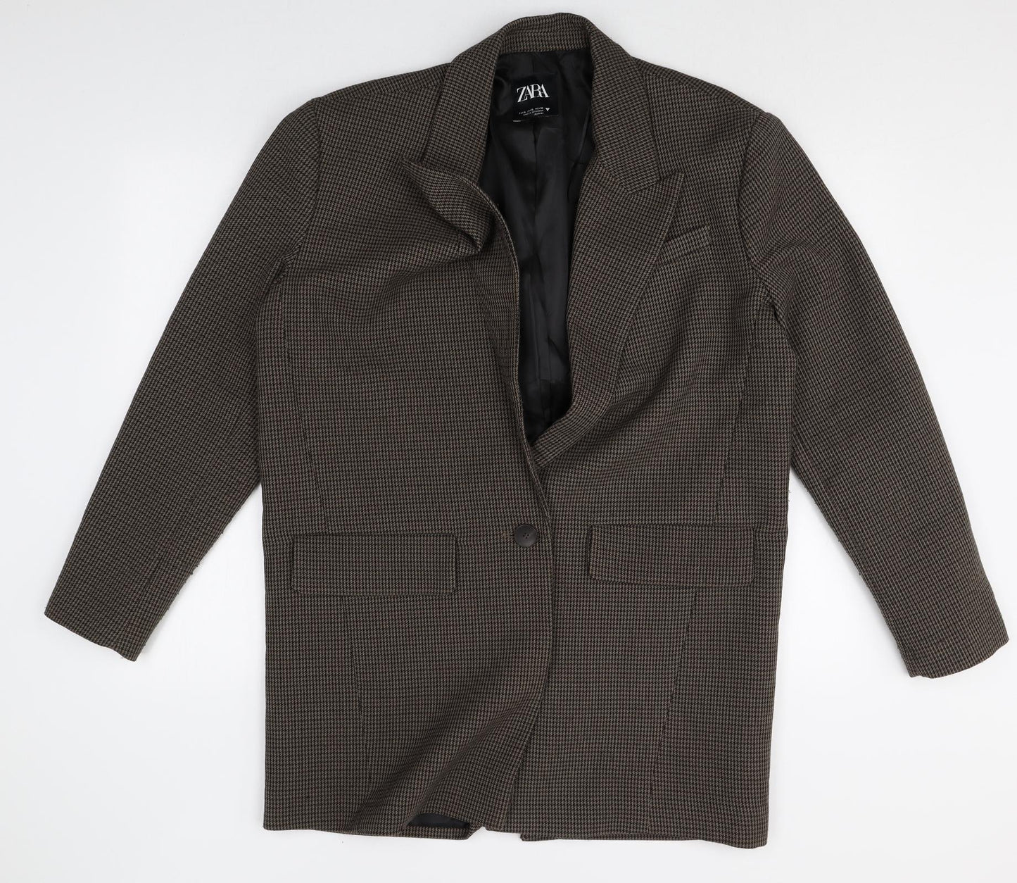 Zara Womens Brown Polyester Jacket Suit Jacket Size XL