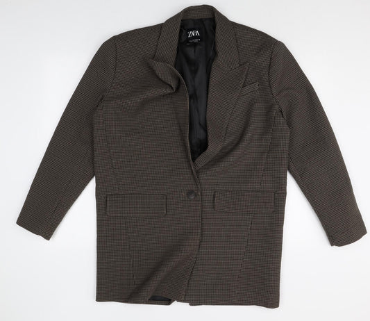 Zara Womens Brown Polyester Jacket Suit Jacket Size XL