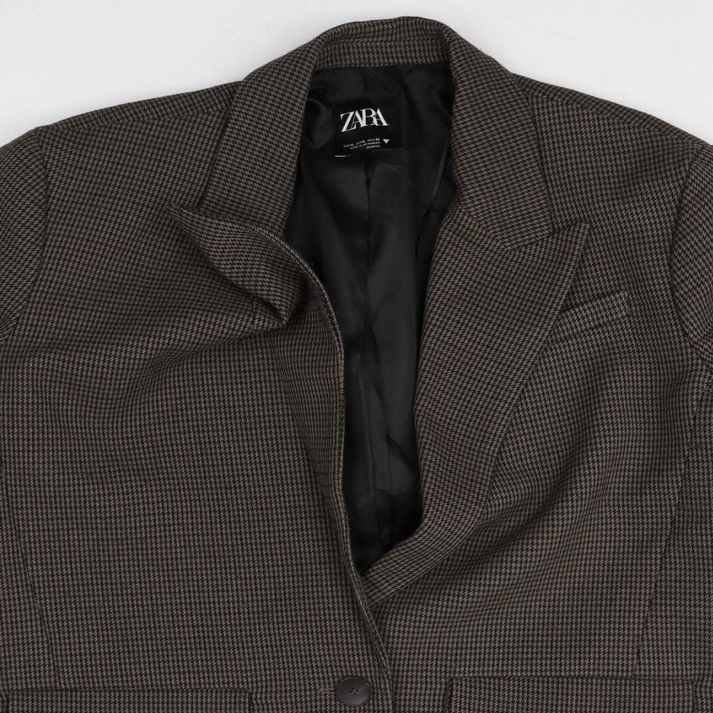 Zara Womens Brown Polyester Jacket Suit Jacket Size XL