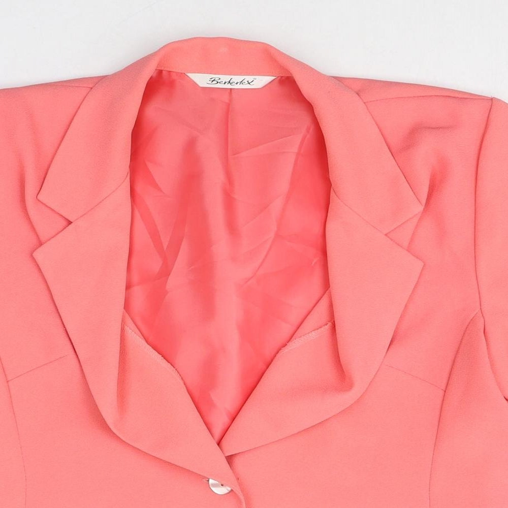 Berkertex Womens Pink Polyester Jacket Blazer Size 14