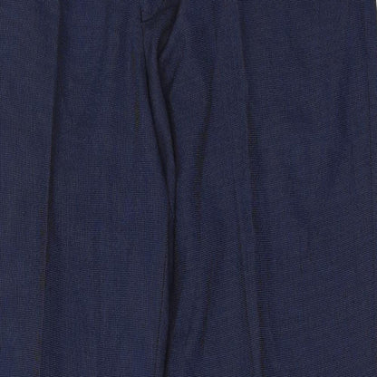Marks and Spencer Mens Blue Polyester Trousers Size 34 in Regular Zip