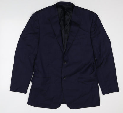 T.M.JEWIN Mens Blue Wool Jacket Suit Jacket Size 42 Regular