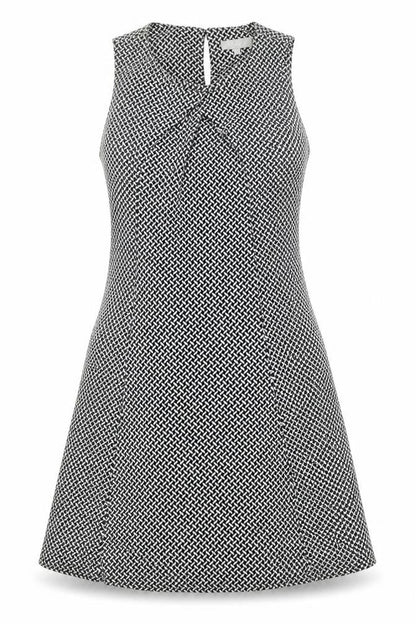 Red Herring Womens Black Geometric Polyester A-Line Size 14 Scoop Neck Button