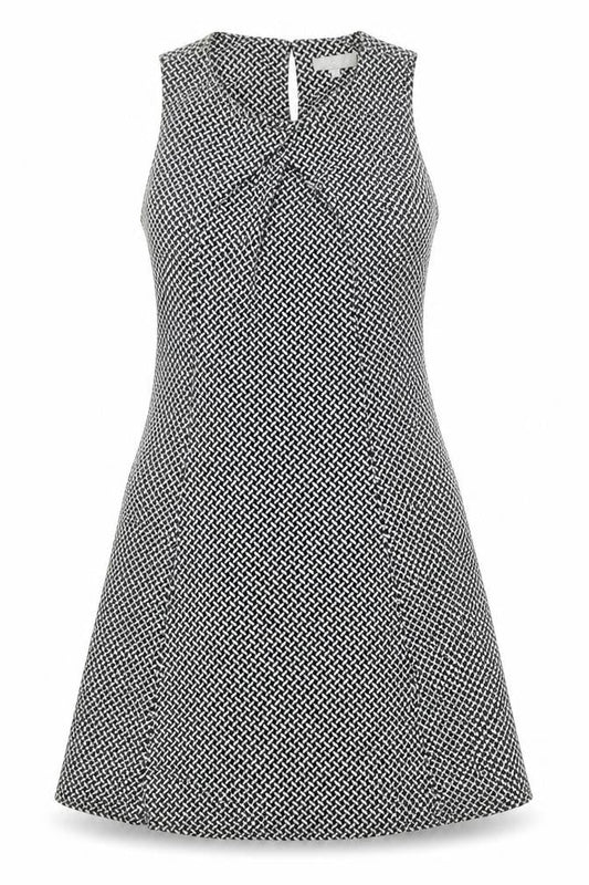 Red Herring Womens Black Geometric Polyester A-Line Size 14 Scoop Neck Button