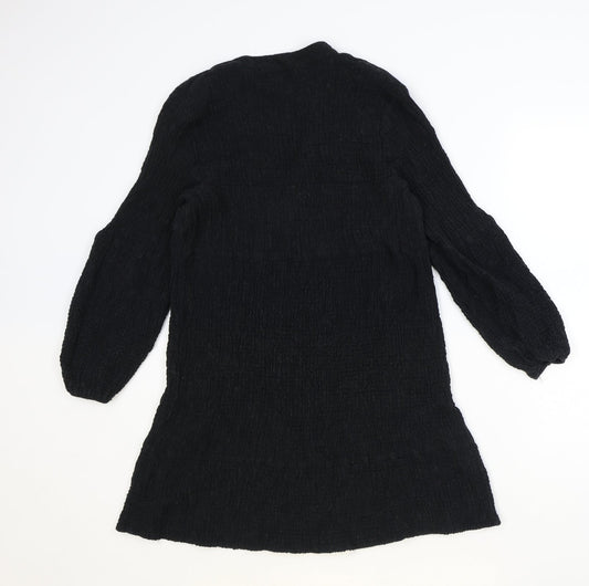 Zara Womens Black Polyester A-Line Size M V-Neck Pullover