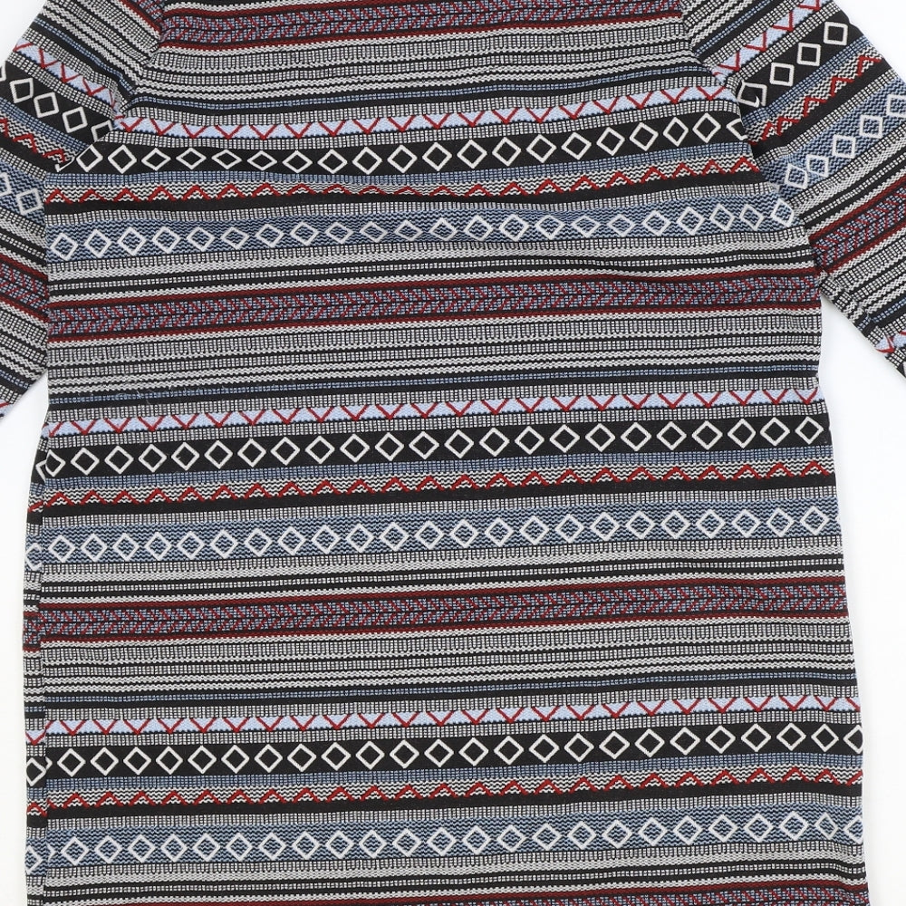 TU Womens Multicoloured Geometric Polyester Shift Size 12 Scoop Neck Pullover