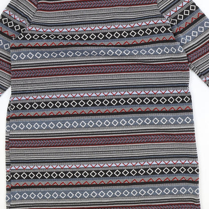 TU Womens Multicoloured Geometric Polyester Shift Size 12 Scoop Neck Pullover