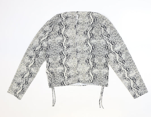 Primark Womens Beige Animal Print Polyester Basic Blouse Size 12 Round Neck - Snake Print