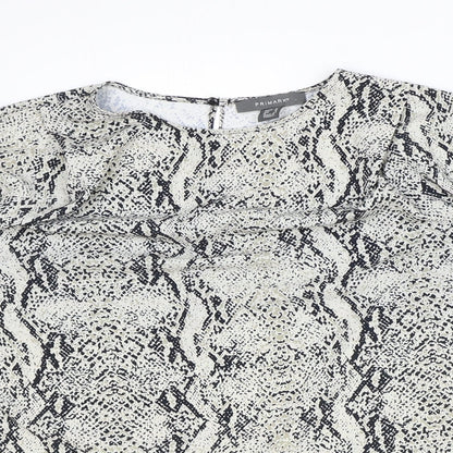 Primark Womens Beige Animal Print Polyester Basic Blouse Size 12 Round Neck - Snake Print