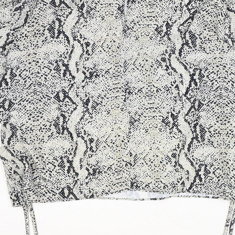 Primark Womens Beige Animal Print Polyester Basic Blouse Size 12 Round Neck - Snake Print