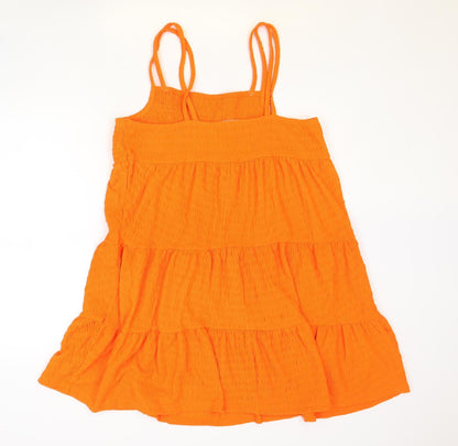 PEP&CO Womens Orange Polyester Trapeze & Swing Size L Square Neck Pullover