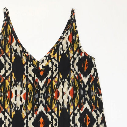 Matalan Womens Black Geometric Polyester Basic Tank Size 8 V-Neck