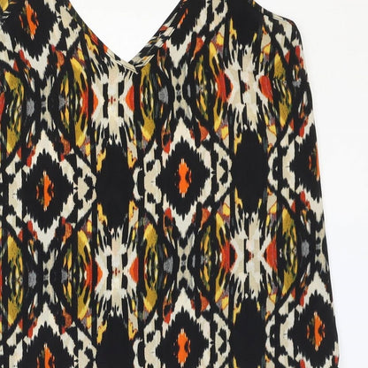 Matalan Womens Black Geometric Polyester Basic Tank Size 8 V-Neck