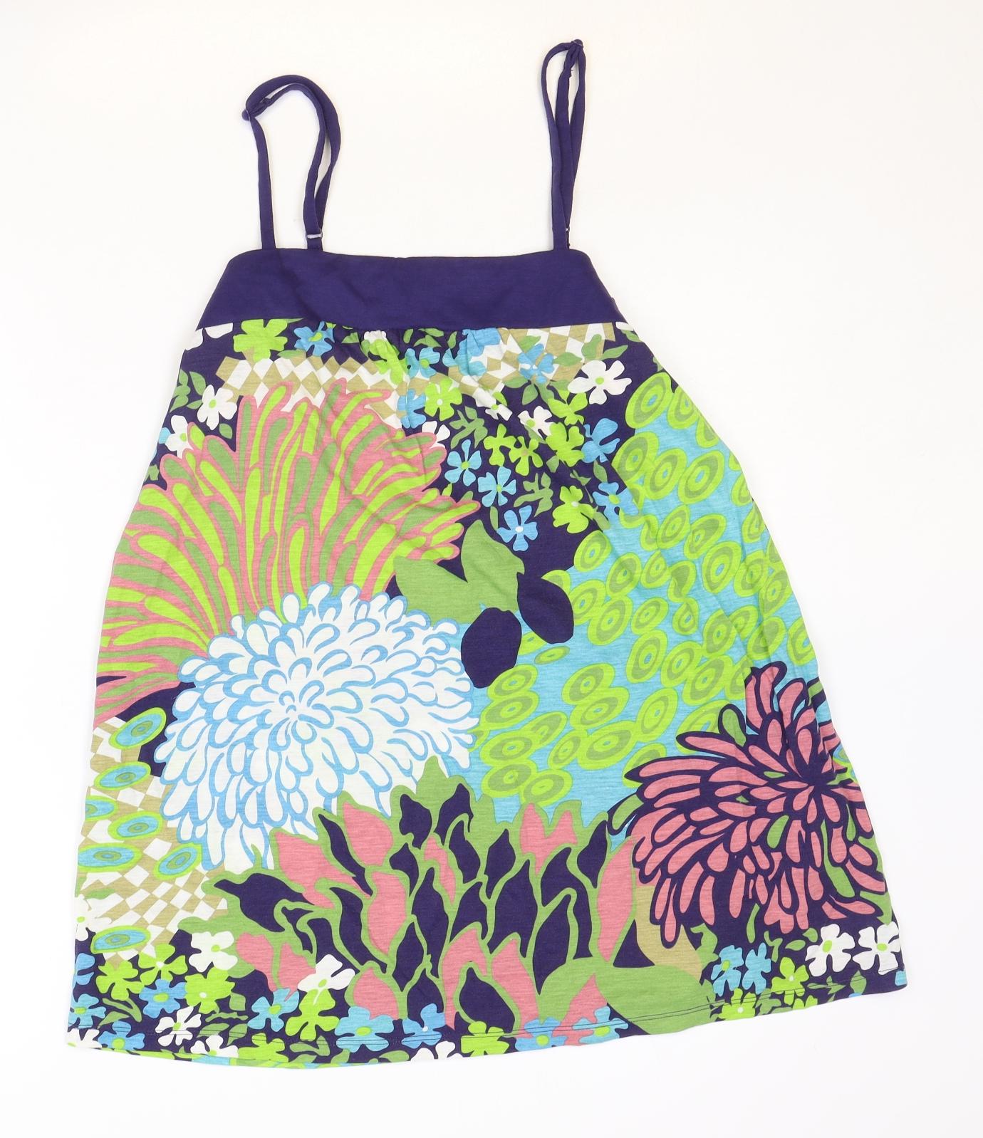 Atmosphere Womens Multicoloured Floral Viscose Trapeze & Swing Size 12 Square Neck Pullover