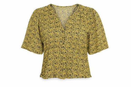 Womens UK Size 8 Yessica Yellow Basic Blouse