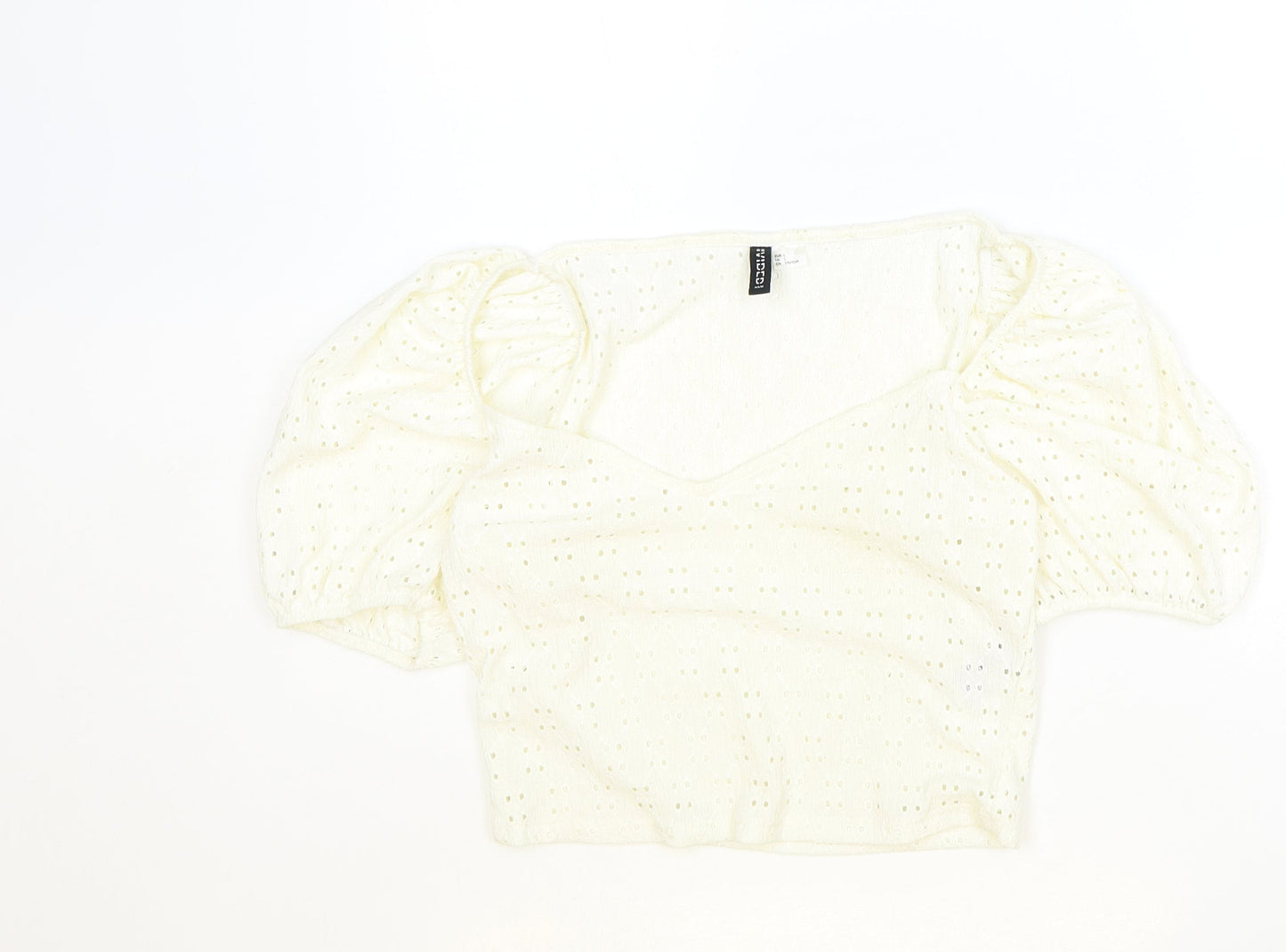 Womens UK Size L H&M Ivory Cropped T-Shirt
